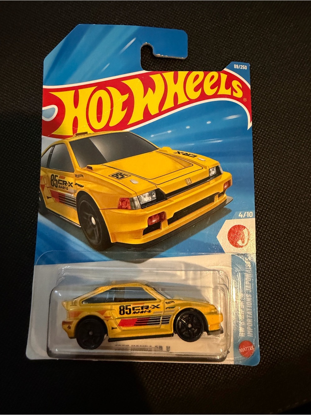 Hot Wheels - 1985 HONDA CR-X - Yellow Die-Cast Racing Vehicle